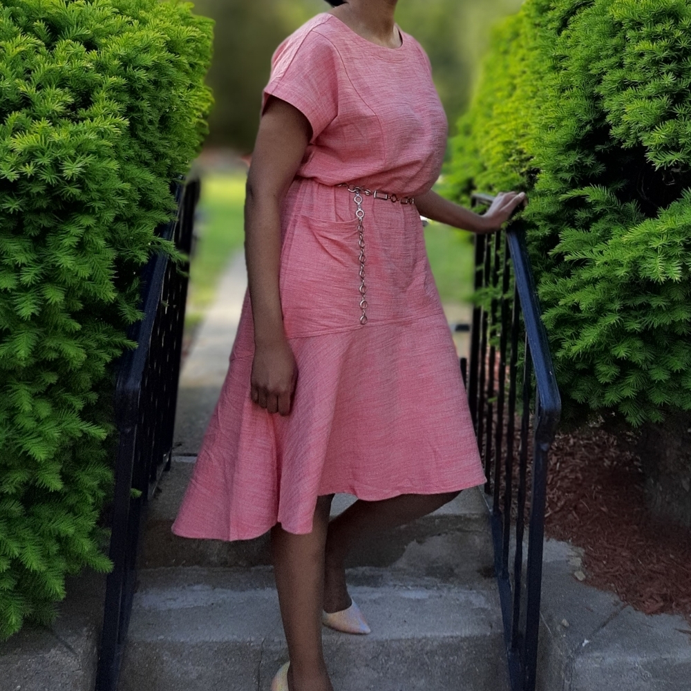 Simply Salted Coral 2 Toned Midi Dress